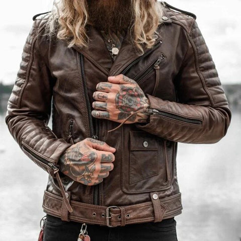 Decrum Hooded Leather Jacket Men - Bomber Leather Jackets For Men With Removable Hood