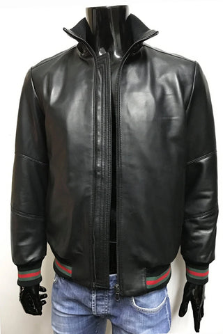 Men's Handmade Black Biker Genuine Soft Leather Jacket-Men Real Lambskin Leather Jacket-Motorcycle Vintage 80's Style Leather Zipper Jacket