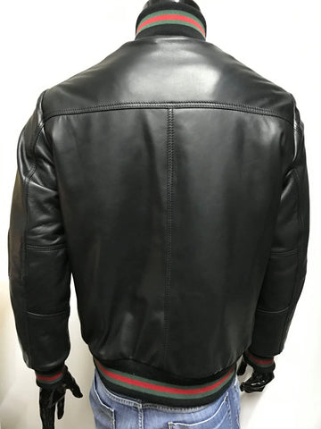 Men's Handmade Black Biker Genuine Soft Leather Jacket-Men Real Lambskin Leather Jacket-Motorcycle Vintage 80's Style Leather Zipper Jacket