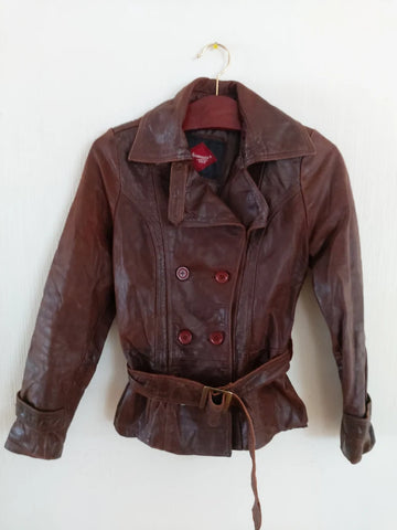 Vintage Brown Women Genuine Leather Jacket XSmall to Small Size