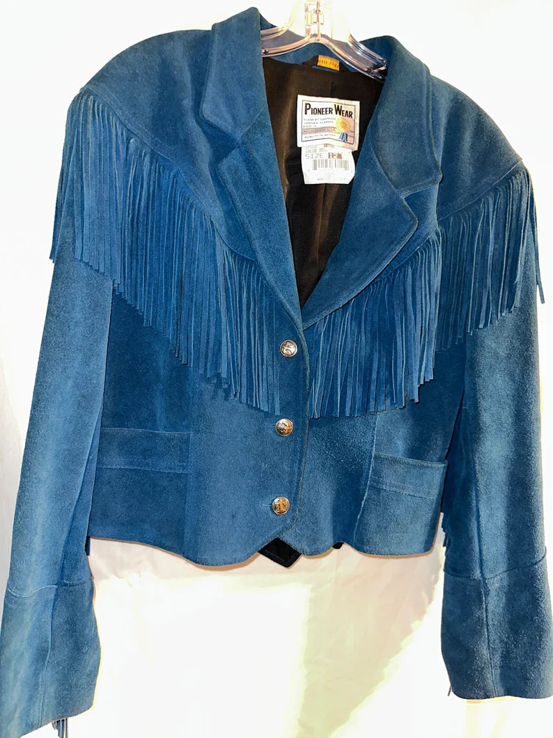 Women’s size 12 leather jacket aqua blue