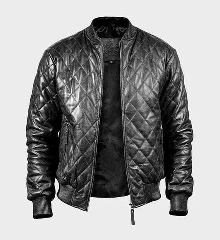 New Men's Varsity Bomber Pintex Style Genuine Lambskin Leather Jacket