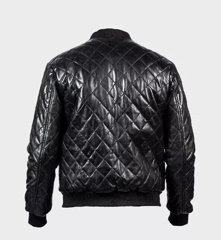 New Men's Varsity Bomber Pintex Style Genuine Lambskin Leather Jacket